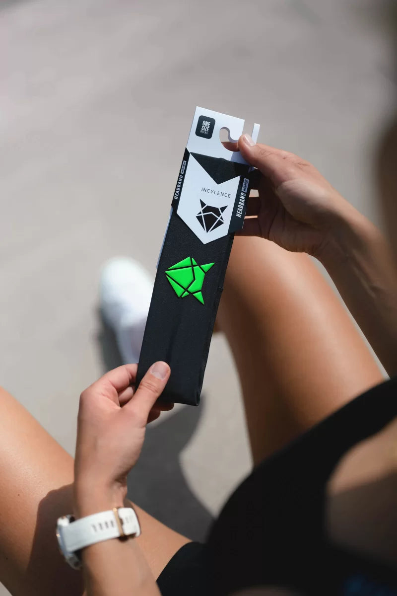 INCYLENCE 窄版頭帶 V1 BLACK NEON GREEN