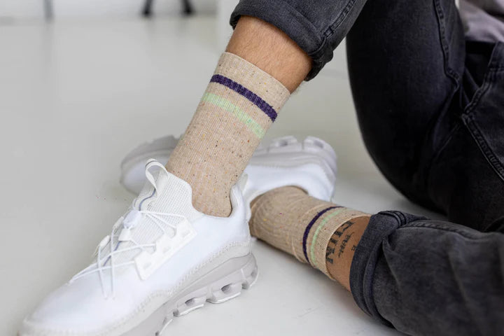 INCYLENCE 柔軟質感休閒襪 LIFESTYLE ONE BEIGE PURPLE