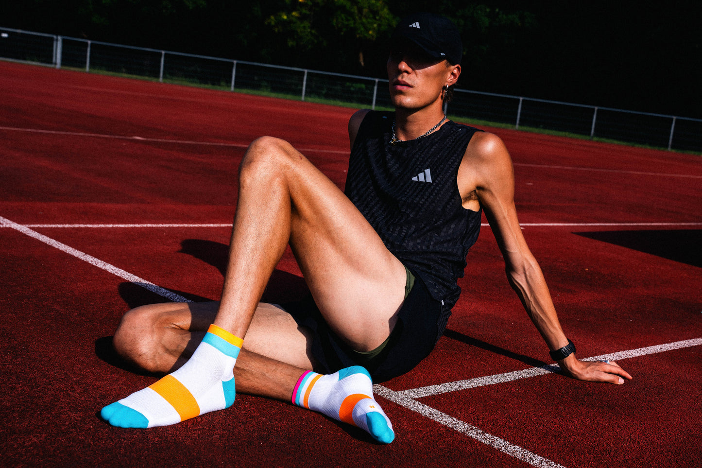 INCYLENCE 跑步運動機能短襪 BANDS SHORT CYAN ORANGE